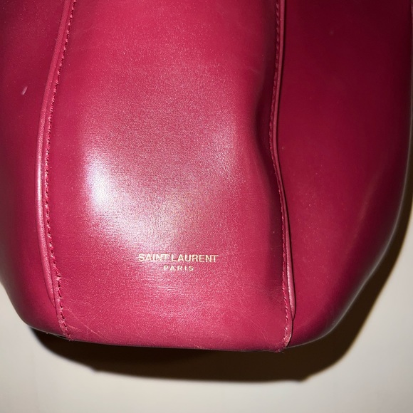 Red saint laurent tabitha hard leather bucket bag small - Picture 3 of 10